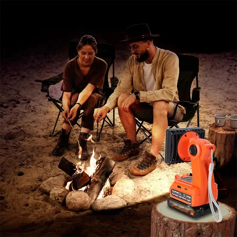 3 "LED ضوء لبلاك اند ديكر 14.4/18 فولت بطارية ليثيوم مصباح يدوي لاسلكي فانوس محمول أداة مصباح مع منفذ USB وTYPE-C