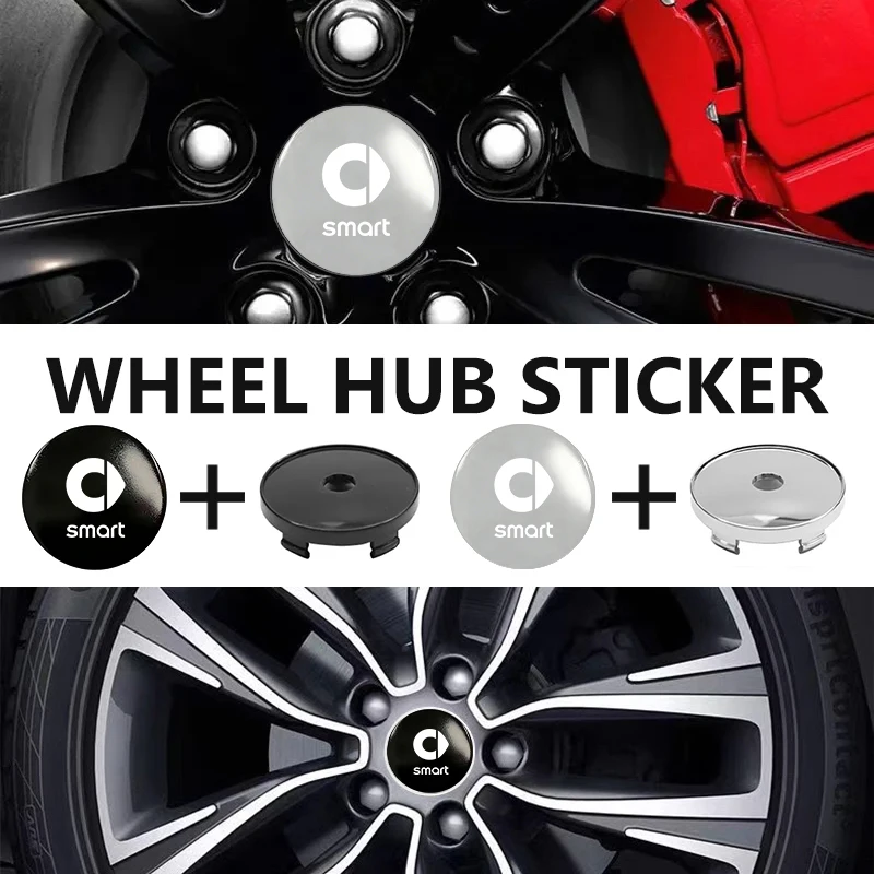 Metal Car Wheel Center Hub Cap Rim Cover Emblem Stickers For Smart City Cabrio City-Coupe 453 451 452 450 454 Roadster