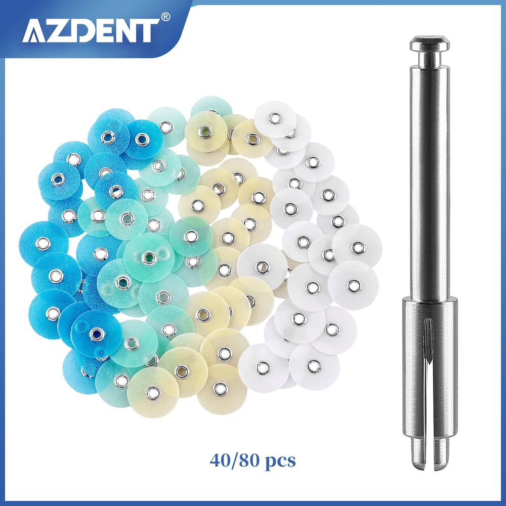 AZDENT 40/80 Uds. Discos de pulido Dental reducción de bruto contorno mandril rayas conjunto materiales dentales