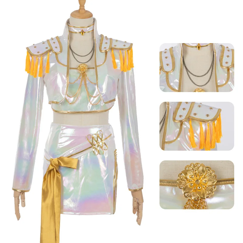 

Охотники ведьм, корейская волна для девочек, одежда K-POPcos, Rumi Mirazoe, карнавальный костюм, белый блестящий костюм на Хэллоуин