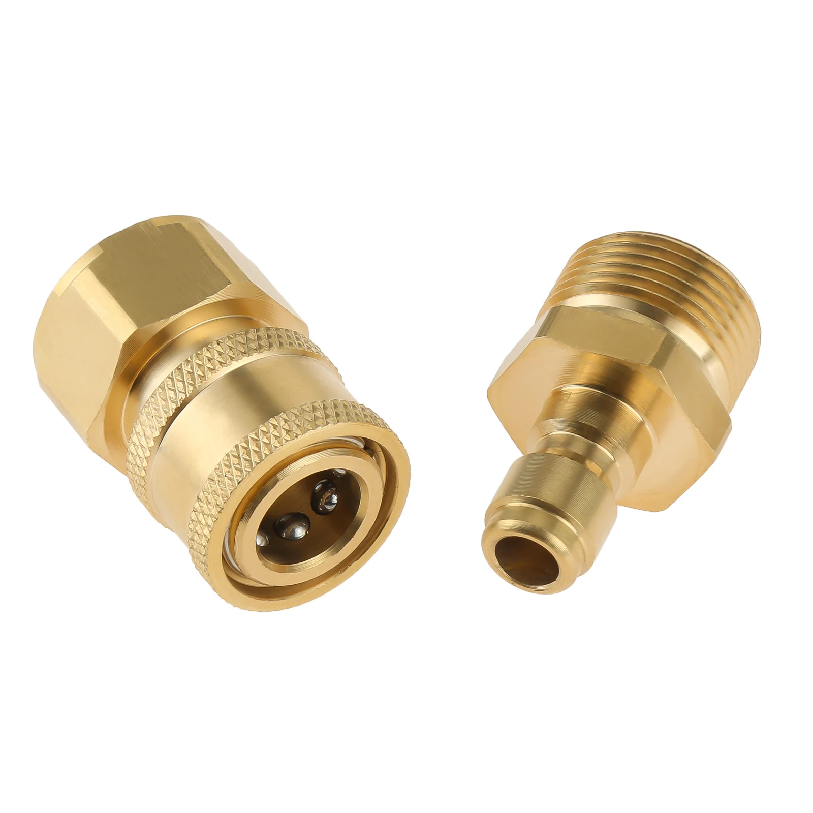 1set Brass M22 Connector & Socket Thread Quick Connect Adapter High Pressure Spray Gun Tube Hose Cleaning Work One Touch Coupler