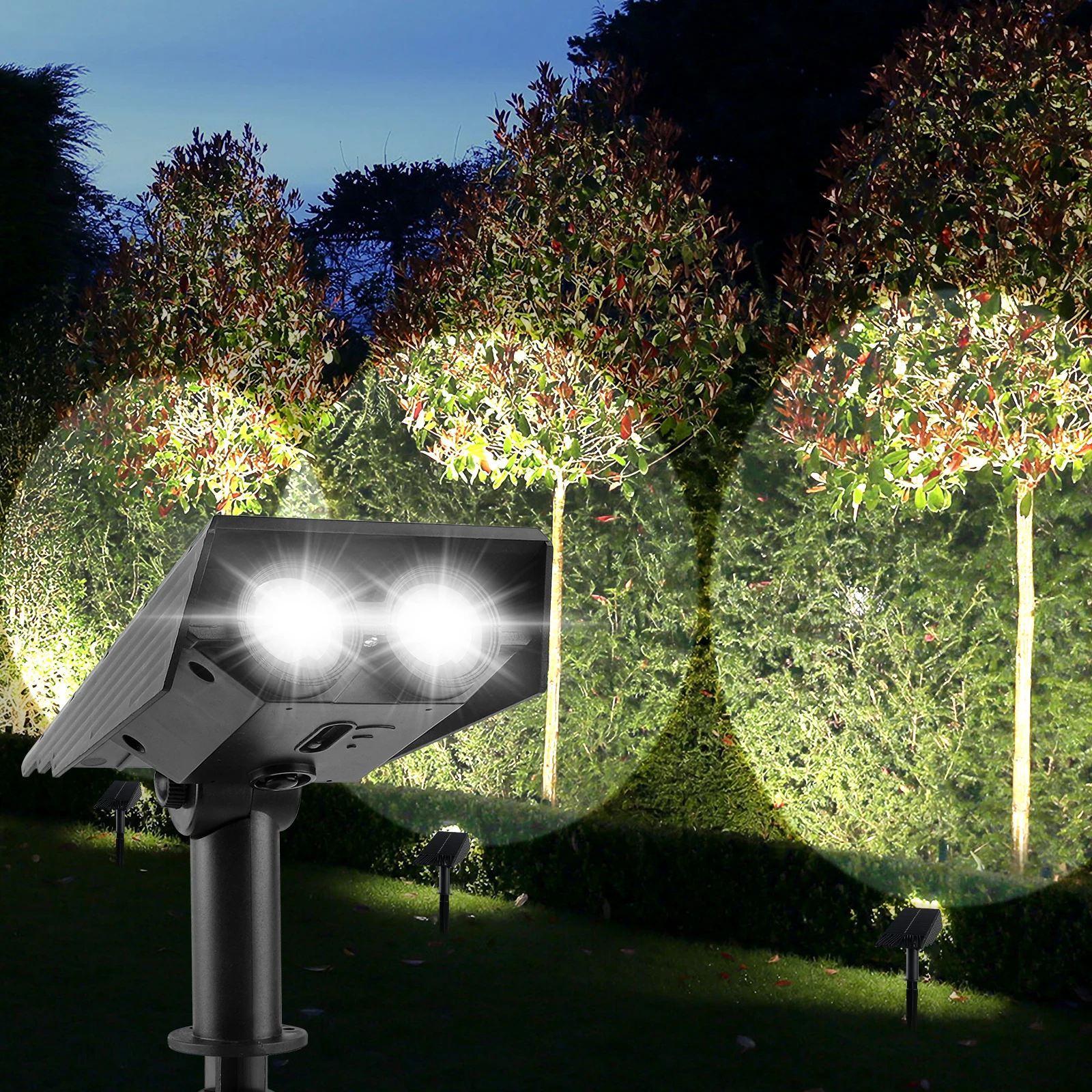 1pc Super Bright Solar LED Light Outdoor Solar Power Light Adjustable Light Cold White Sunset Focusing Solar Spotlight