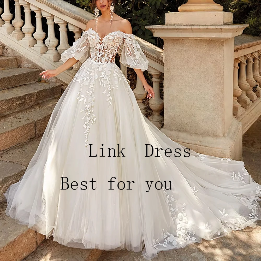 Charming Strapless Wedding Dresses for Ladies Elegant Soft Tulle Bridal Gowns Exquisite Half Sleeve Vestidos De Novia New 2026