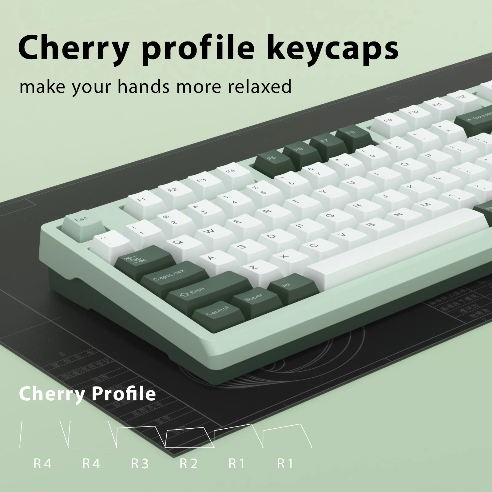 Imagem -02 - Kbdiy-custom Double Shot Teclas de Perfil Perfil Cereja Teclado Mecânico Interruptores mx para Gmk75 Pbt Gmk Botânico 176 Chaves