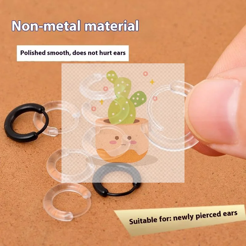 10 قطعة الراتنج غير مرئية واضح الأذن هوب أقراط منع الحساسية Bioplast الغضروف اللولب القرط ثقب المجوهرات