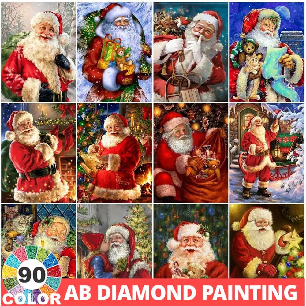 AB 90 Colors Diamond Painting 5D DIY Christmas Embroidery Portrait Picture Of Mosaic Gift Full Drill Wall Stickers Art Kit