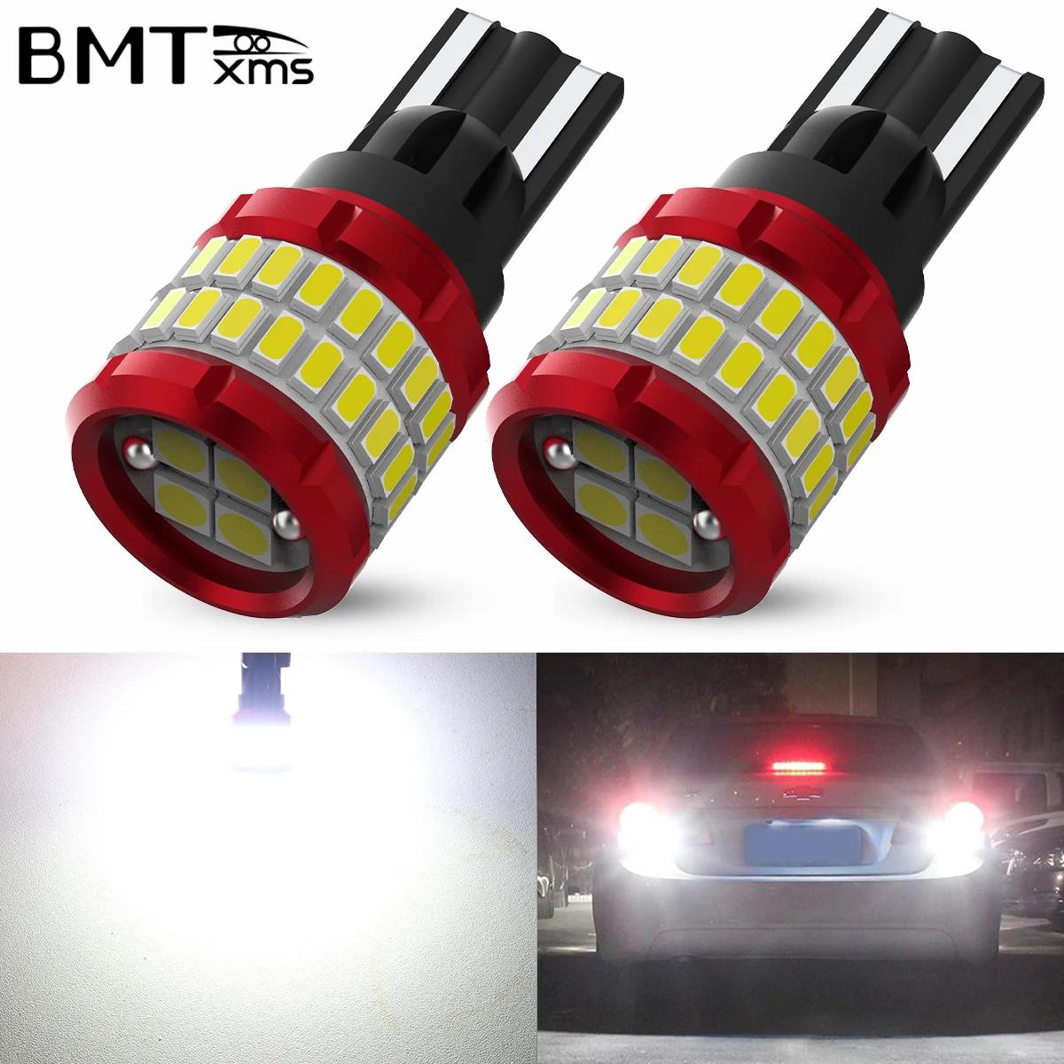 BMTxms 2PC 912 921 T15 W16W LED Car Moto Reverse DRL Light 2400LM 6000K Canbus For Honda Suzuki Toyota Nissan Peugeot White Lamp
