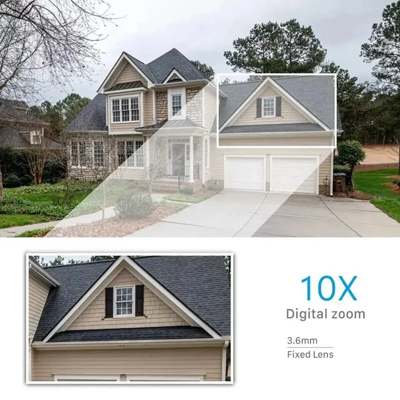 Security Camera Outdoor,Wifi 4K 8MP Two Lens Two Screen Outdoor Wireless Camera 10X Zoom Two Way Audio Detection EU Plug Durable