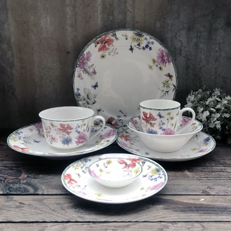 

Classic Good Goods British Flower Pastoral Style Small Fresh Ceramic Western Tableware Afternoon Tea Cup Plate