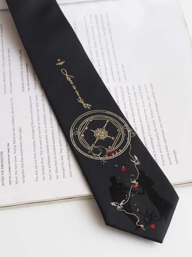 Free Shipping New Male men's fashion Original Design Tarot Lover Black Tie with Gold Plated Edition Academy Style Necktie Female