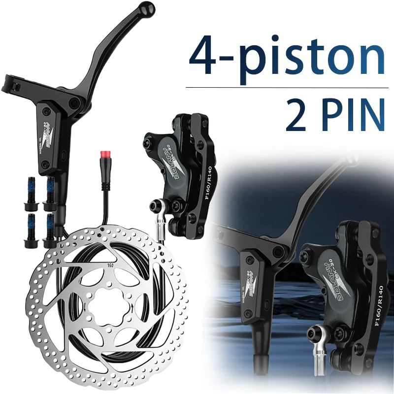 

Bolani 4-piston Hydraulic Brakes Bicycle Hydraulic Brake Set 4 Piston 2 Pin Hydraulic Cut Off for Electric Bike E Bike E-MTB