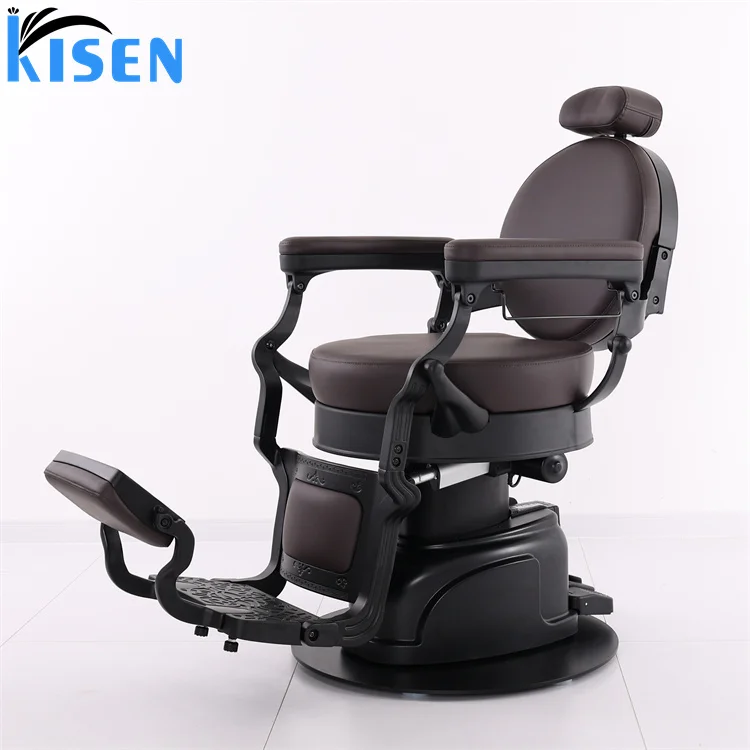 Good Quality Electric Barbershop Hairdressing Styling Chair Heavy Duty Reclining Rotation Round Base Barber Chairs for Men Use