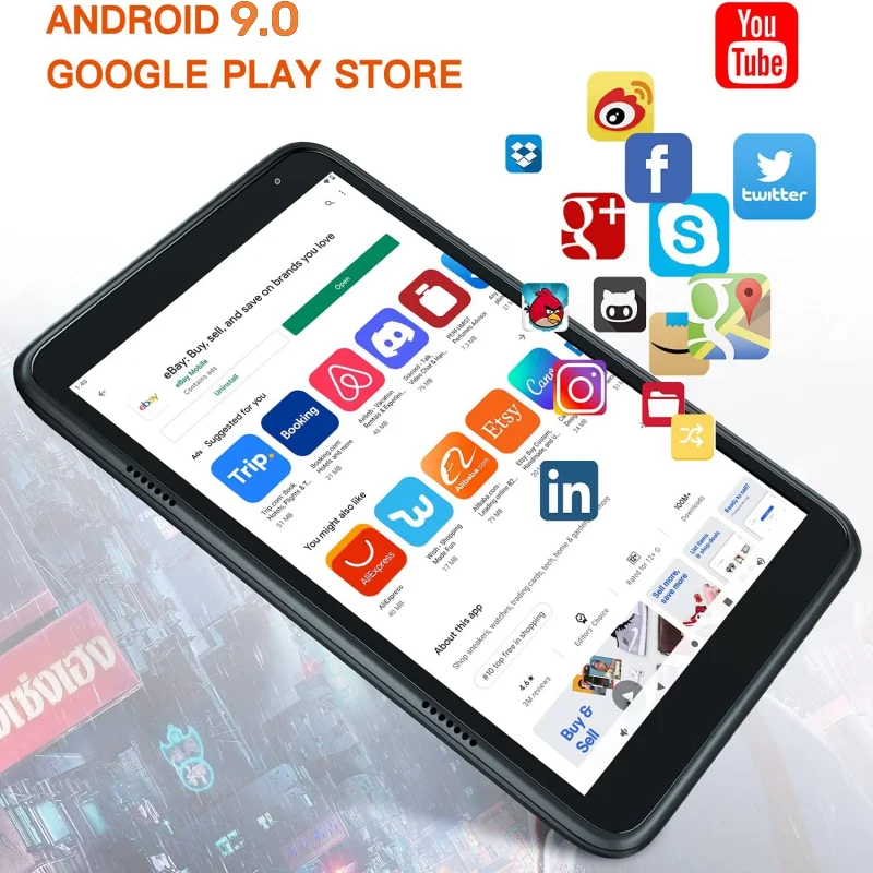 Tablet saku Android 8.0, PC 7 inci RAM 1GB ROM 16GB Onn Quad Core 2 GHz 3000mAh baterai Li-ion Micro USB