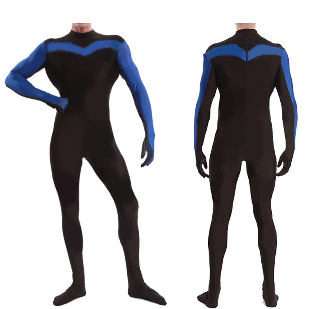 Blue Black Nightwing Cosplay Dick Grayson Costume Boys 3D Printed BodySuit Superhero Spandex Zentai Outfit Halloween Costume