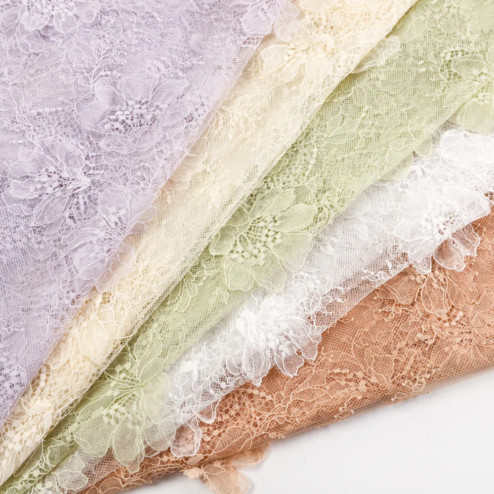 

New hollow-out 3D raised floral embroidered lace mesh fabric for wedding dresses veils dresses women's clothing fashion fabrics