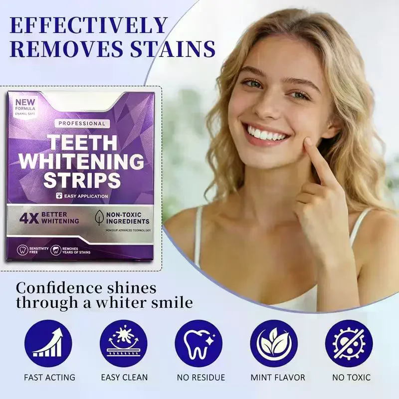 Teeth Whitening Strips Non Sensitive Removing Dental Whitening Strip For Daily Oral Care Coffee Wine Stain Cleaning 14/28/42Pcs
