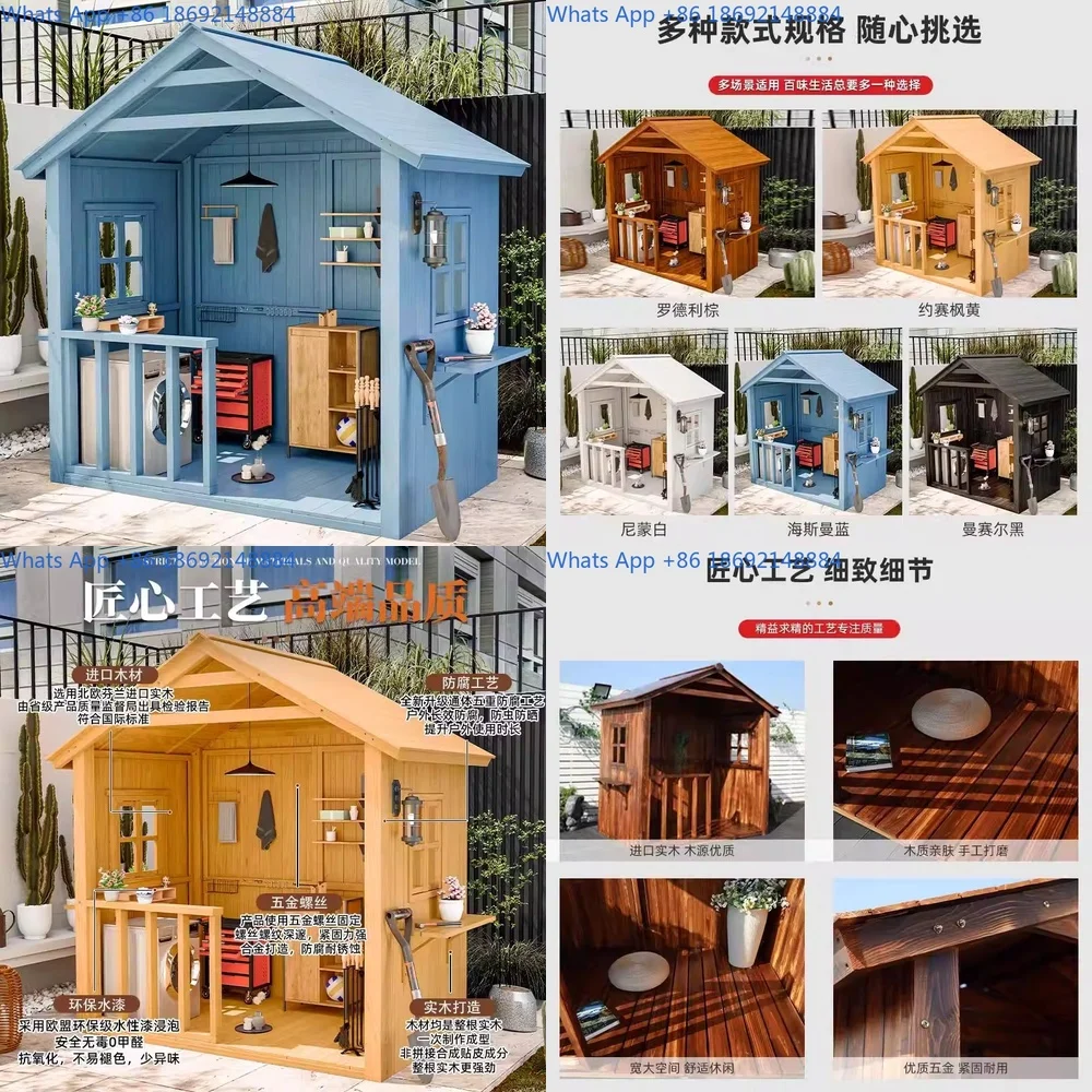 

Wooden Outdoor Storage Cabinet Waterproof Garden Tool Shed for Yard and Patio Use