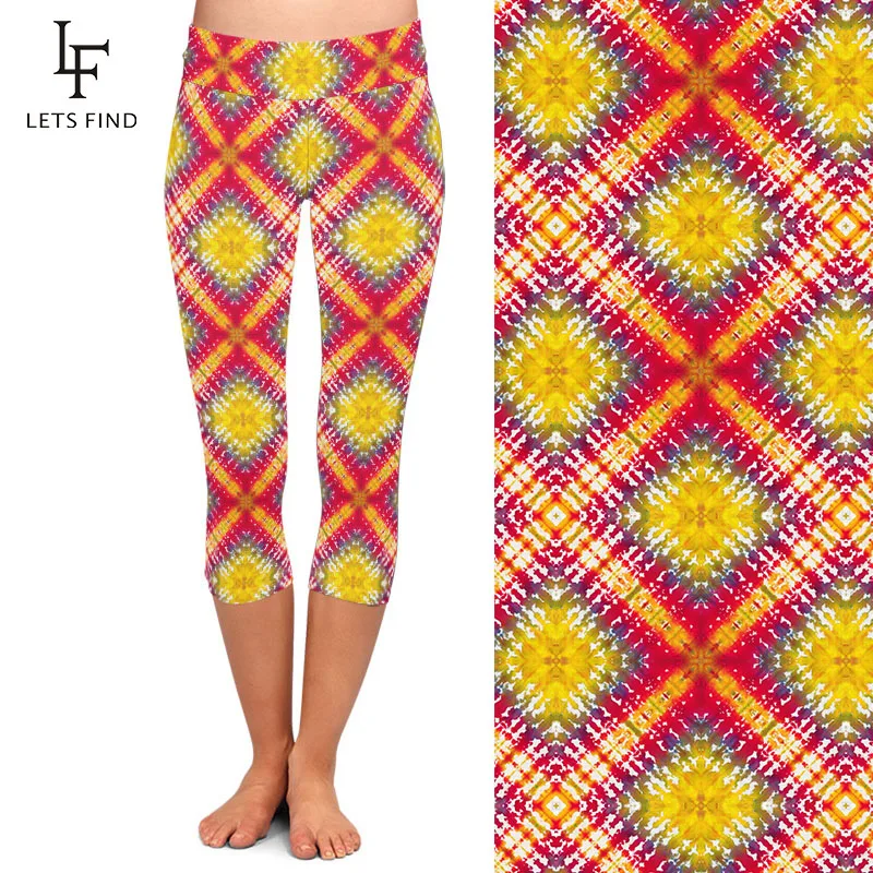 LETSFIND-mallas Capri de cintura alta para mujer, Leggings elásticos con estampado Tie-dye, 2020