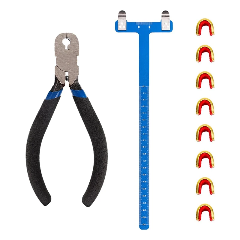 Bow String Nocking Points Set With T Square Ruler Nocking Buckle Pliers And 8Pcs Nocking Buckle Set