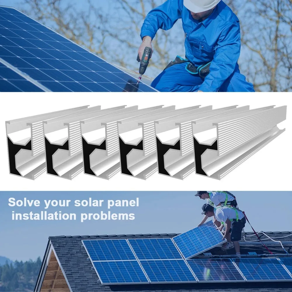 Solar Panel Bracket Mounting Rails Photovoltaic Panel Aluminium Solar Rail Mid And End Clamp For Shingle Roof 30/35mm