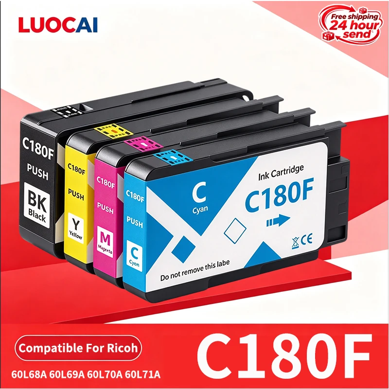 1-3 Sets C180F C180 Ink Cartridge Compatible For Ricoh Global Version IJM C180F Printer 60L68A 60L69A 60L70A 60L71A WITH Chip