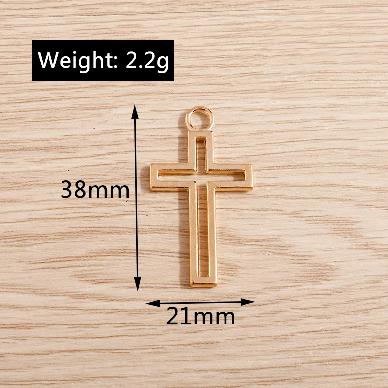 Tusember 10 Stück 38 x 21 mm hohle Kreuz-Anhänger aus legiertem Metall für DIY-Ohrringe, Halsketten, DIY-Schmuckherstellung, handgefertigte Herstellung – Detail 1