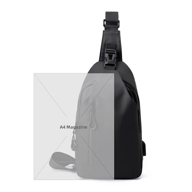 새로운 남성용 오토바이 슬레 체스트 백 크로스바디 가죽 멤브레인 홍콩 트렌드 체스트 파 M 퓨어 컬러 파이온 백