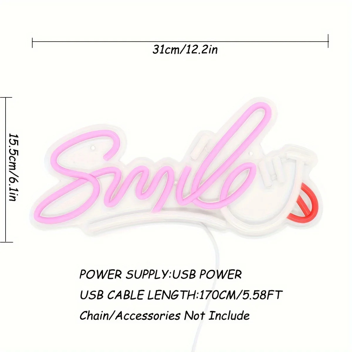 Smile Neon Signs Decorative Bright Night Light for Wall Decor,LED Light Neon Sign Art Decorative Night Lights for Party