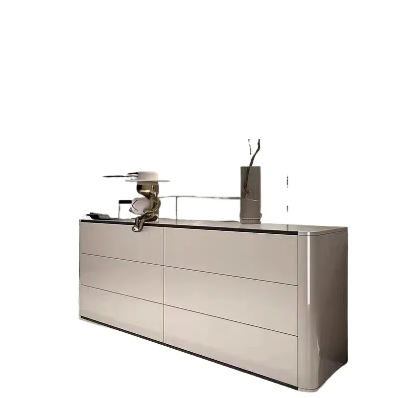 

Italian minimalist combination high and low chest cabinets, advanced gray bedroom storage cabinets, TV cabinets, dressers, ligh