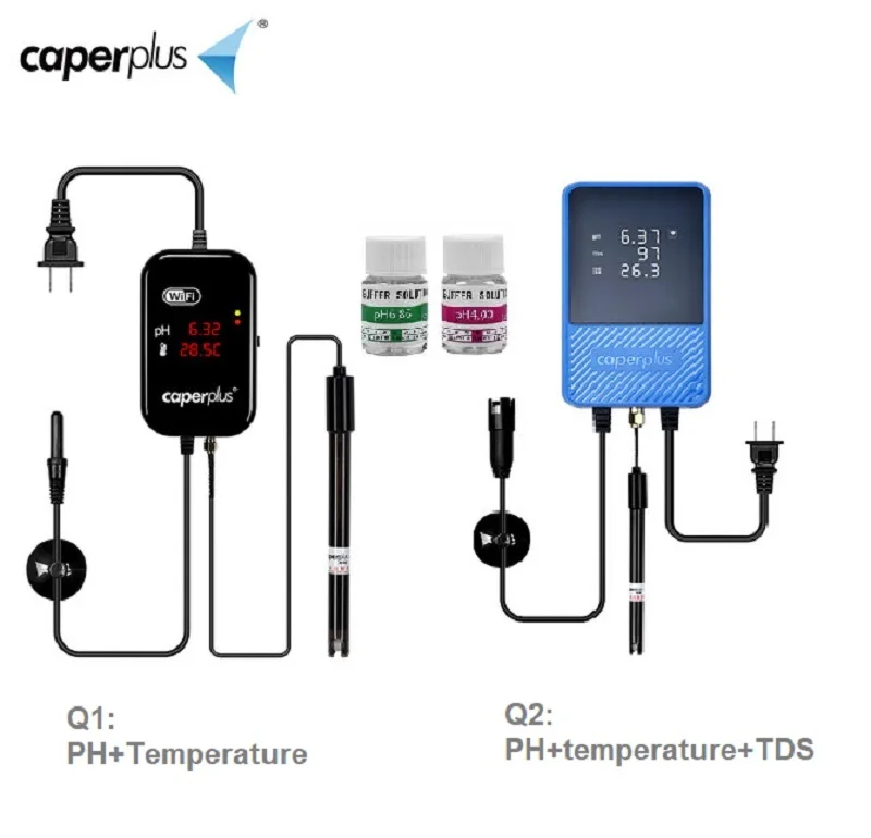 Caperplus PH TDS Temperature 3 in 1 Monitor Q1Q2 Intelligence Detector WIFI APP PH Digital Monitor For Fish Tanks Aquarium