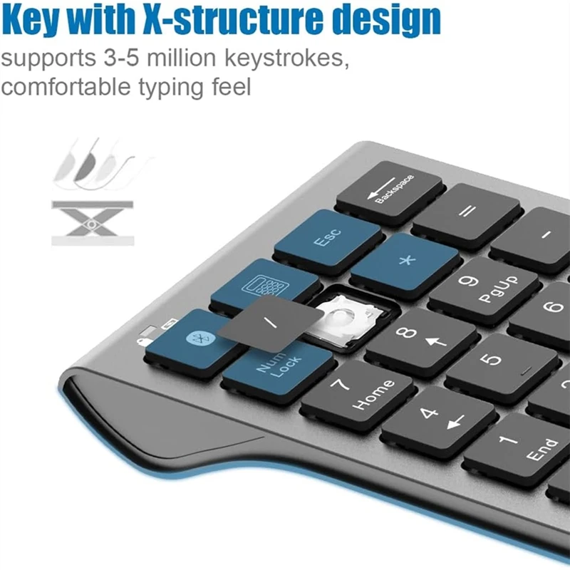 Teclado numérico Bluetooth Teclado USB inalámbrico y con cable 2 en 1, teclado numérico recargable para ordenadores portátiles, Desktop-A69M