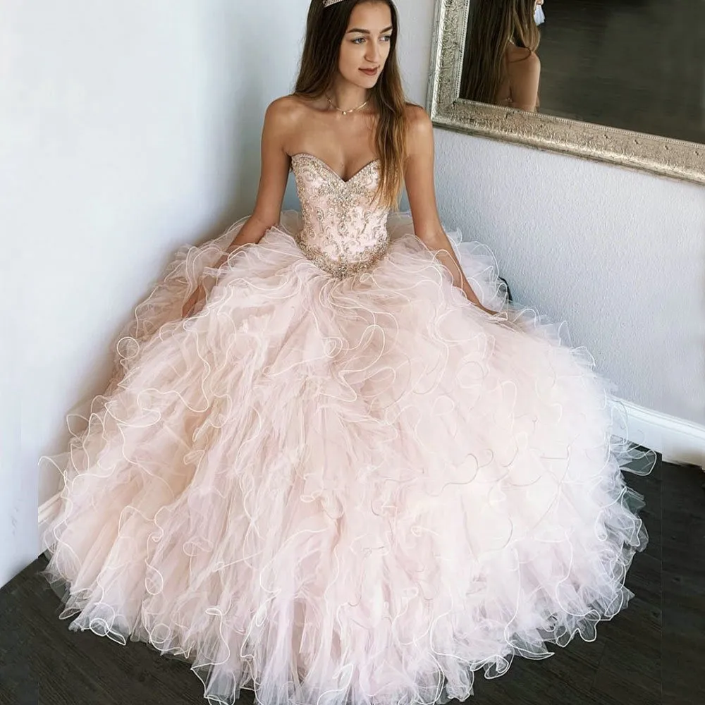 

Женское платье с кристаллами и бусинами ANGELSBRIDEP, розовое платье в стиле Quinceanera, официальное платье из органзы для дня рождения, 16 ярких цветов, 15 лет