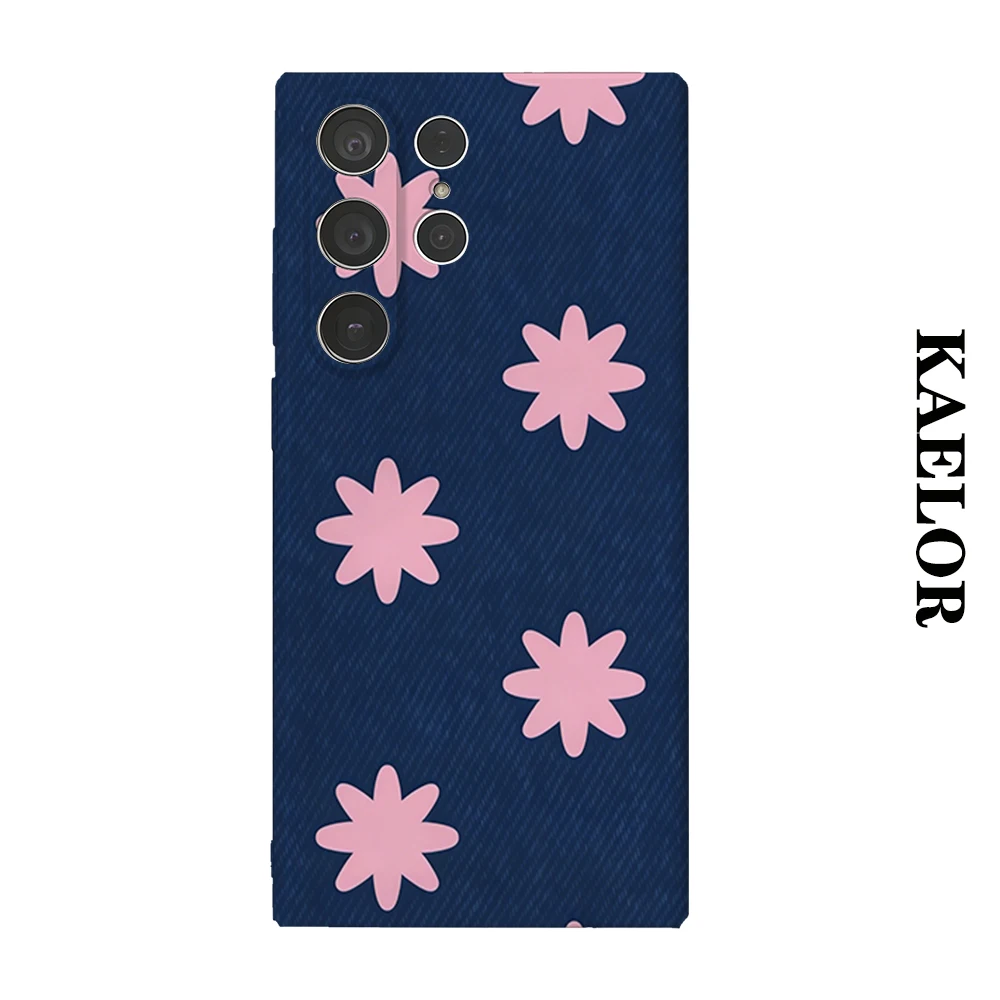 Denim Pink Star Durable Shiny Double-layer Case for Samsung S26 Ultra S25 S24 S23 Plus Anti-drop Scratch Resistant Cover