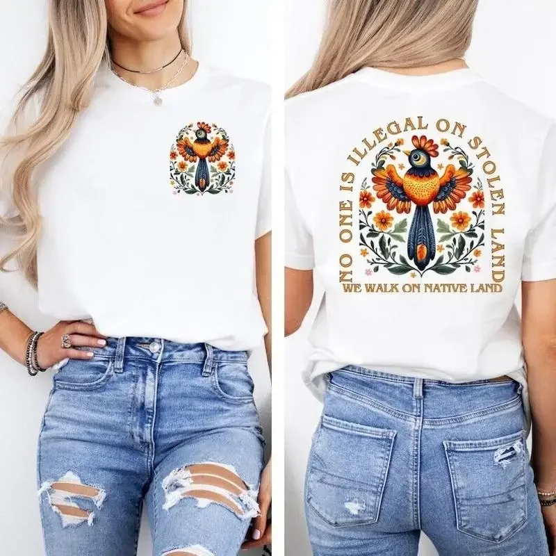 No One Is Illegal On Stolen Land T Shirt Antiracist Pro Immigrant