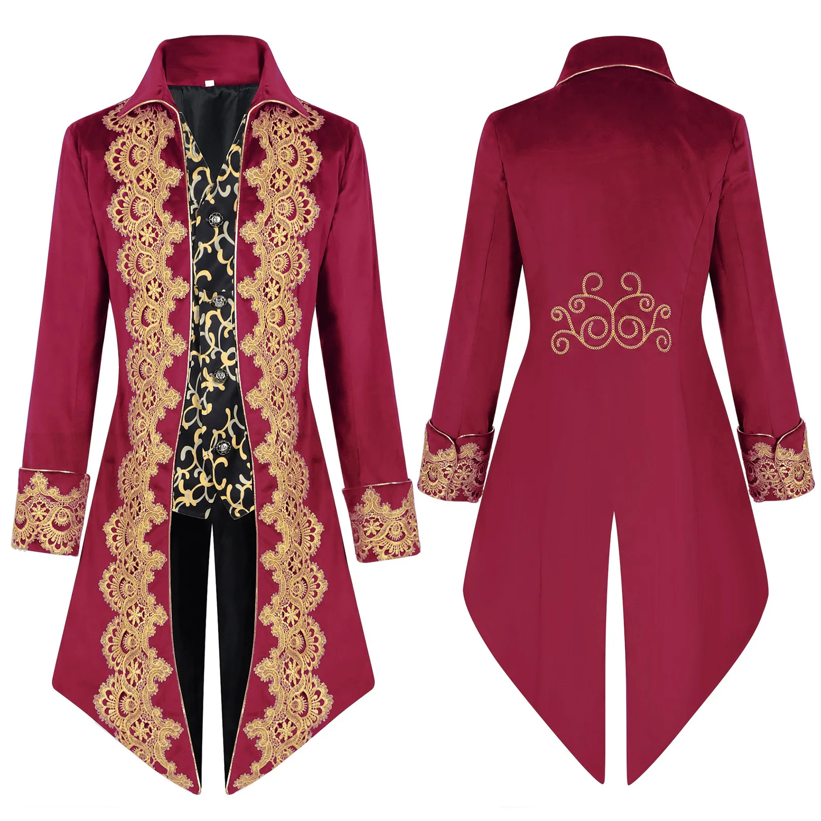 

2025 New Lace Tailcoat loween Medieval Retro Costume Mid-Length Punk Sle Women's Ethnic Stage Clothing Traditional Hanfu