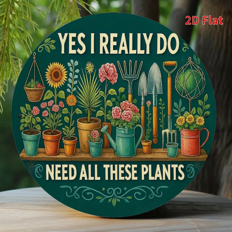 2D Flat Funny Plant Lover Metal Wall Decor - 