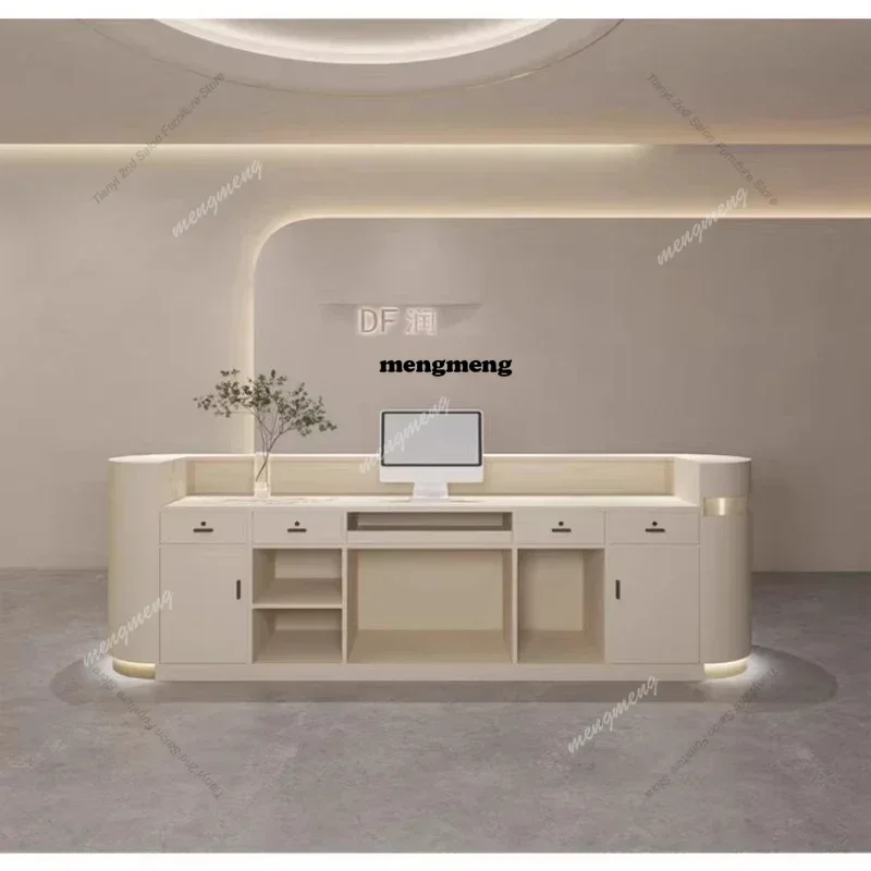 

Modern Luxury Nordic Furniture - Cream-Style Reception Desks Specifically Designed for Beauty Salons and Customer Centers