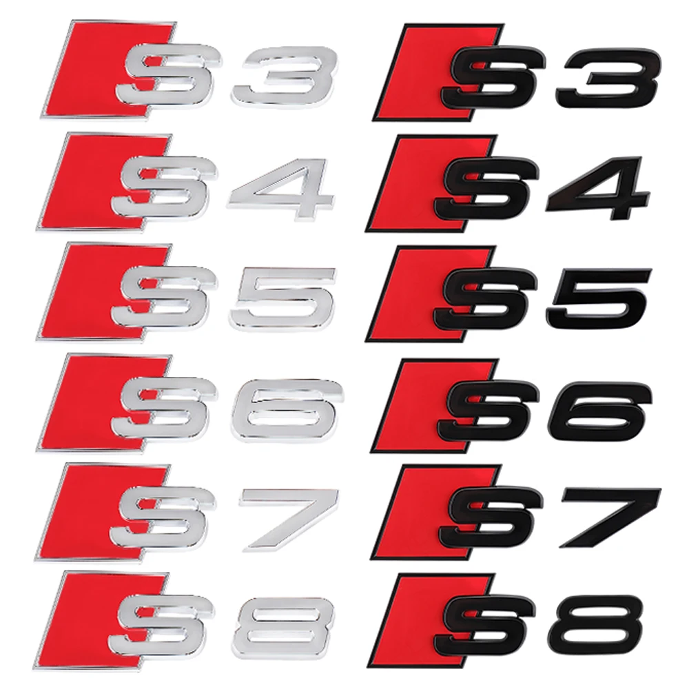 

For Audi Sline TT RS Quattro A3 A4 A5 A6 A6L S Q3 Q4 Q5 Q6 Q7 Car 3D ABS Trunk S3 S4 S5 S6 S7 S8 Sticker Emblem Auto Accessories