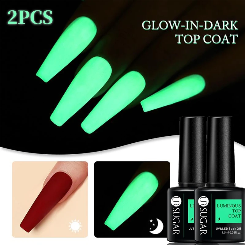 UR SUGAR 1/2/3 قطعة 7.5 مللي معطف فوقي مضيء يتوهج في الظلام الفلورسنت جيل للأظافر البولندية شبه دائم نقع قبالة UV LED هلام مسمار الفن #1