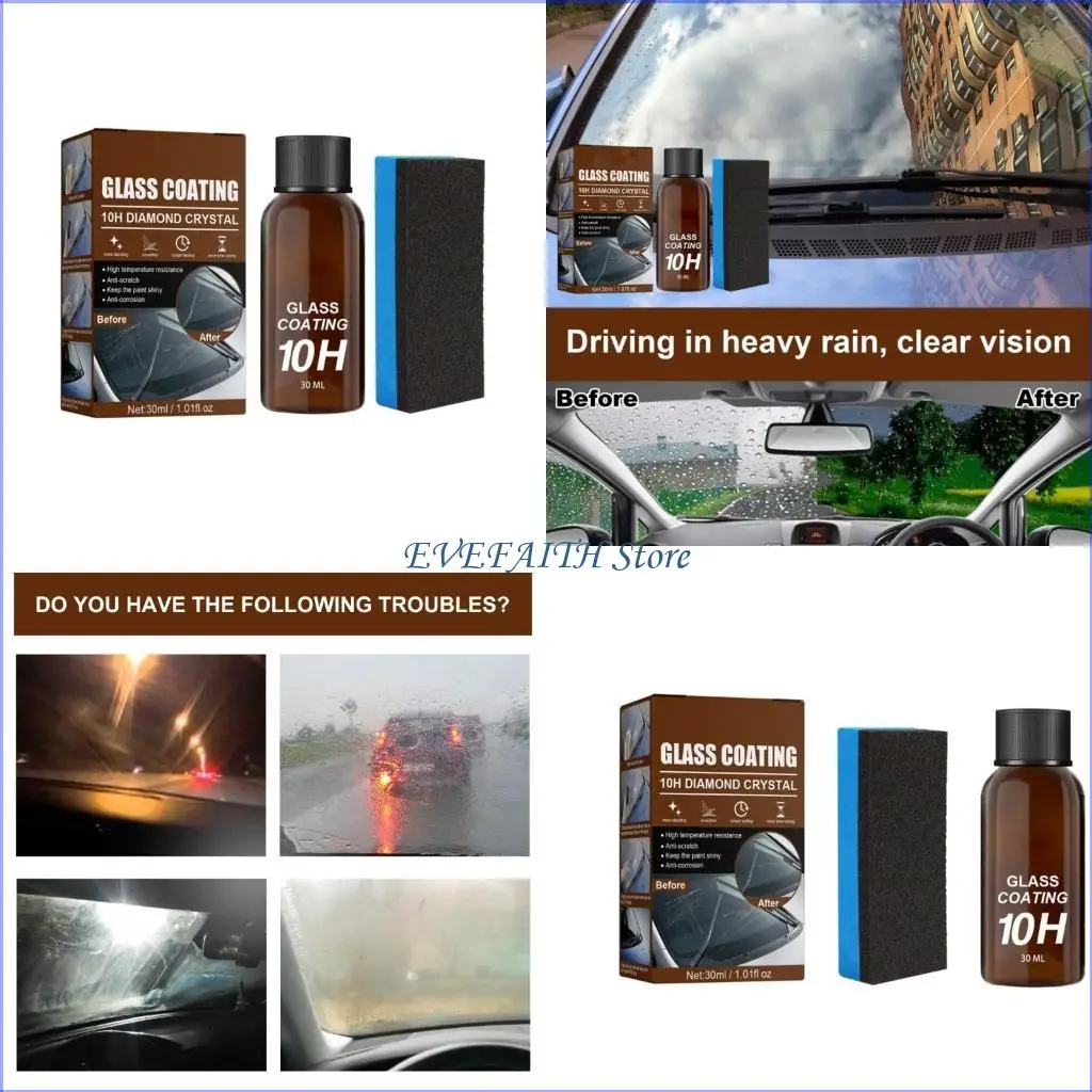 

124B Прочное защитное покрытие для автомобильных стекол 30 мл с губкой Антибликовое покрытие для окон автомобиля Обновление для