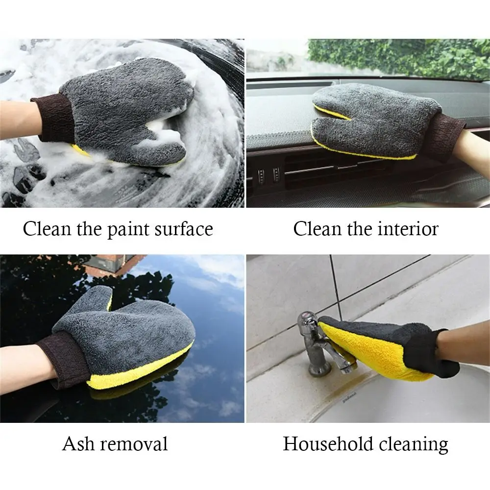 Coral Velvet Car Wash Gloves Soft Thick Chenille Car Cleaning Brush Double-sided Multifunction Car Styling for Car and Motorbike