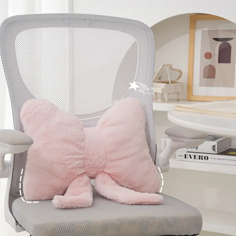 

Simple bow pink sofa pillow office desk chair soft and comfortable waist support master bedroom bedside decoration