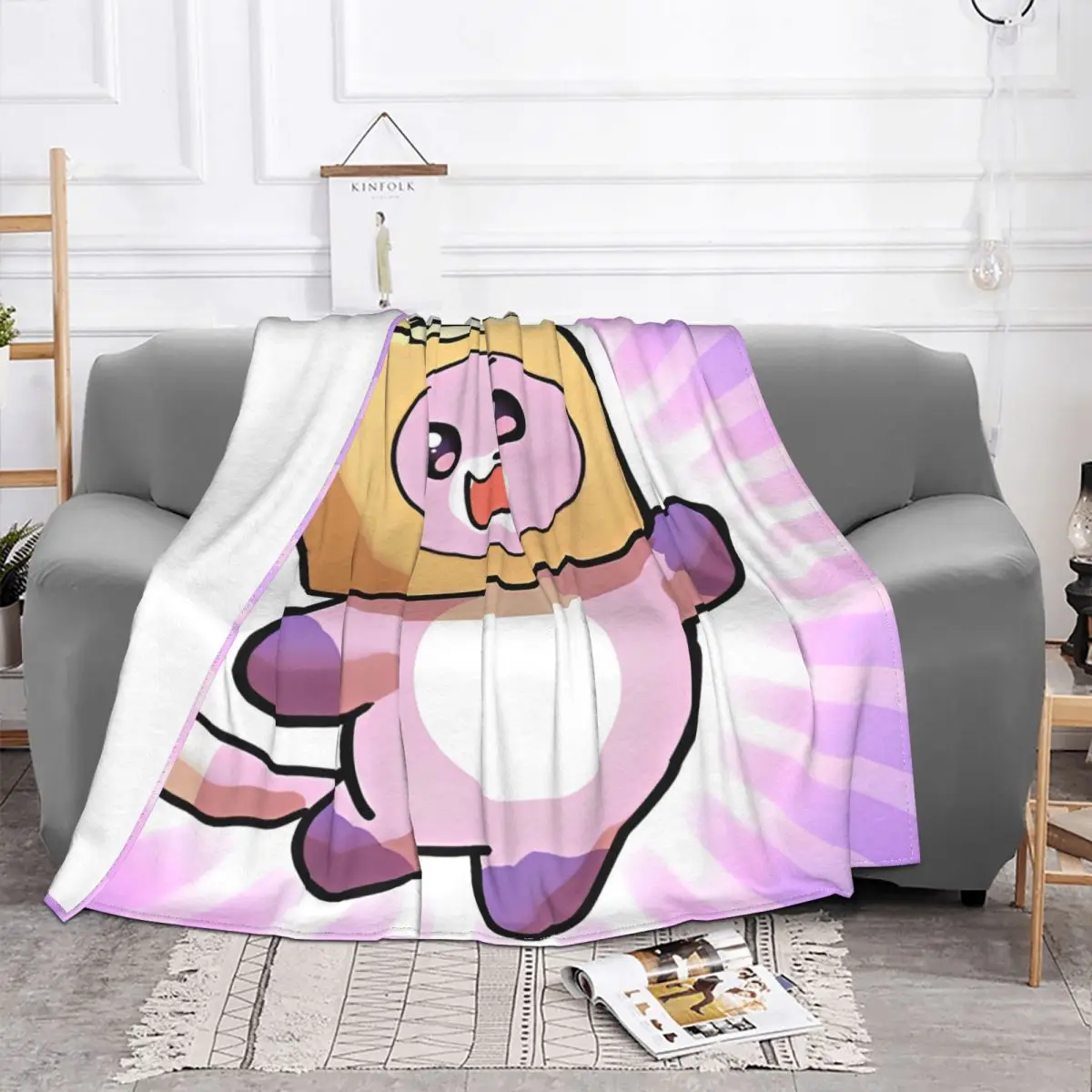 Foxy L-Lankybox Blanket Cartoon Wool Throw Blanket Bedroom Sofa Printed Soft Warm Bedspread