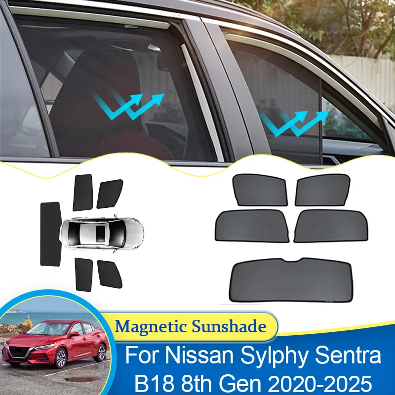 For Nissan Sylphy Sentra B18 8th Gen 2020 2021 2022 2023 2024 2025 Magnetic Sunshade Curtain Visor Net Car Auto Part Accessories