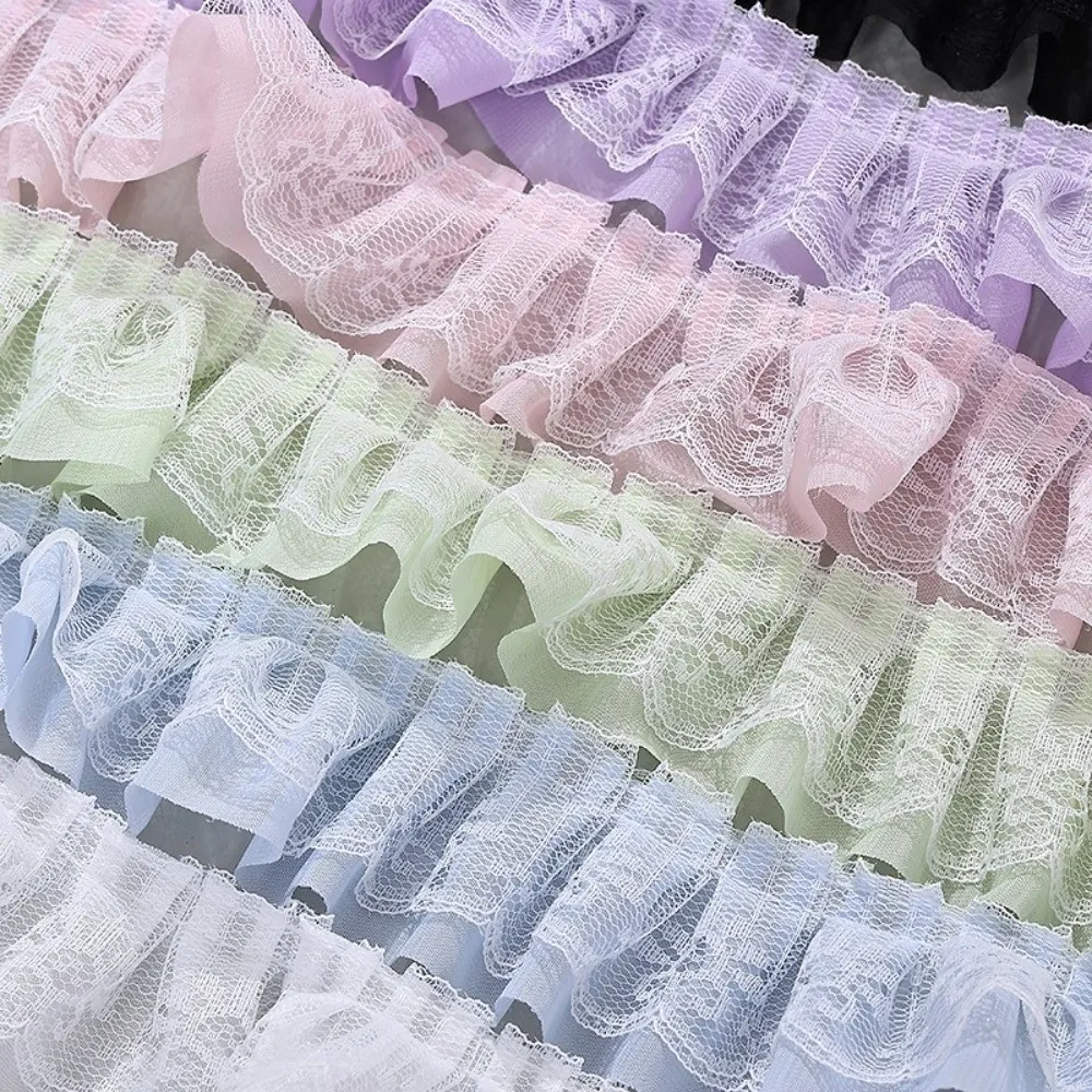 5 Yards Length Lace Fabric Trim Fold Wave Design 5.5cm Width Embroidery Trim Sew On Applique Solid Color Sew On Trim