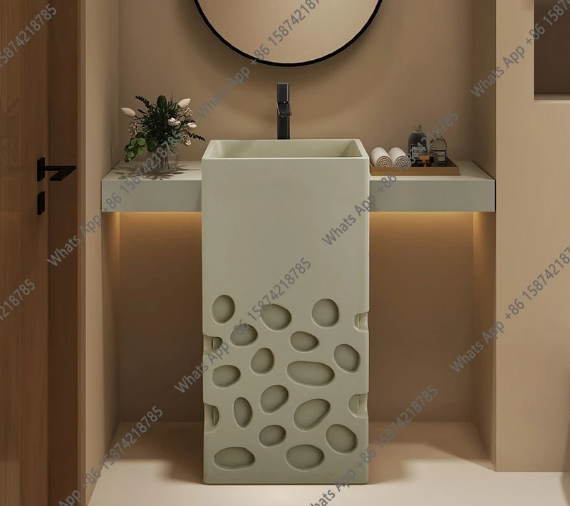 French style square wash basin designer integrated floor type face wash table art custom countertop storage