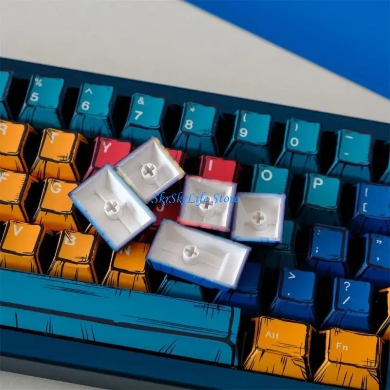 

E65E 78Keys Customizeds Palette Mixed Lights BOWs Keycaps PBT Dye Sublimations Keycap Keycaps Cover for Mechanical Keyboards