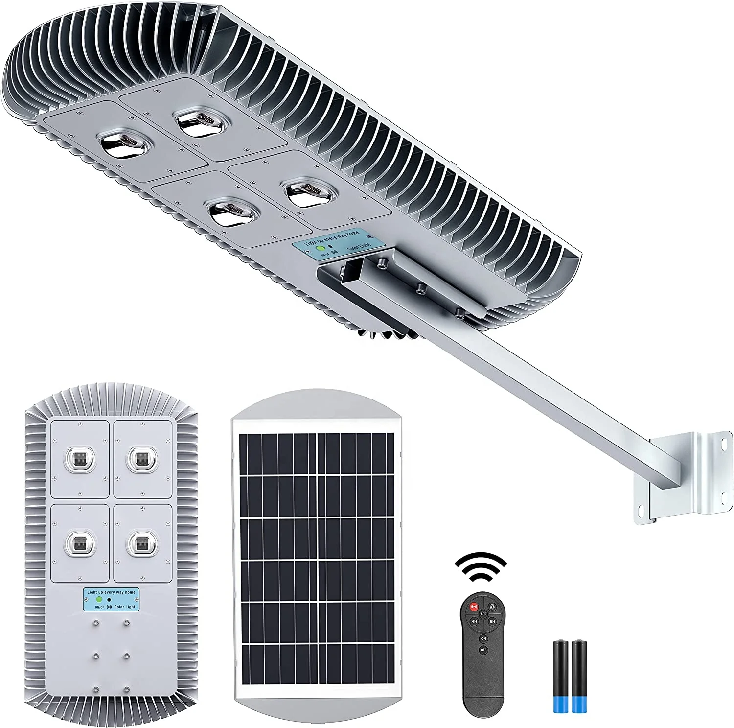 

600W All in One Solar Street Light with PIR Motion Sensor Remote Control LED Solar Parking Lot Light IP65 Waterproof Pole Light