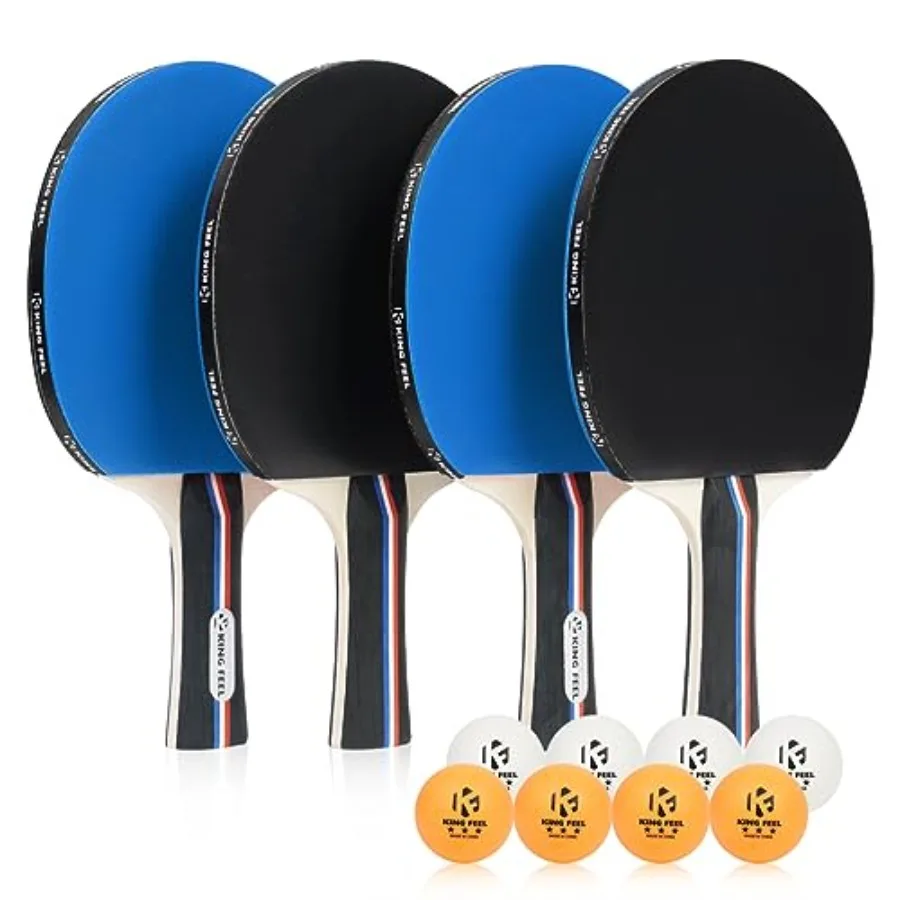 

Ping Pong Paddles Set of 4 Premium Table Tennis Rackets 3-Star Ping Pong Balls 8 with Ping Pong Paddle Case Professional Table