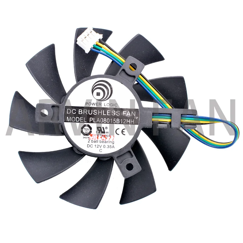 

PLA08015B12HH Diameter 75mm, Hole Pitch 40mm DC12V 0.35A 4 Lines 4pin Double Ball Bearing Cooling Fan For Graphics Card